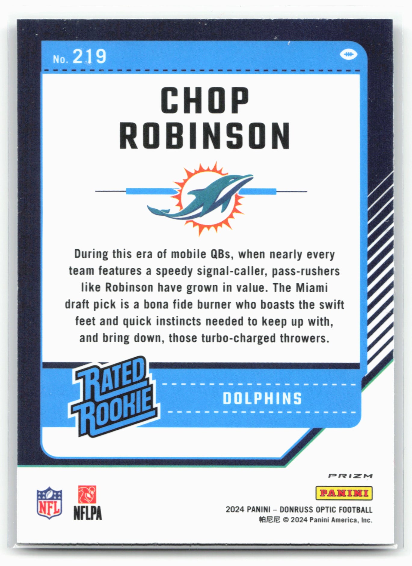 2024 Donruss Optic #219 Chop Robinson Purple Scope