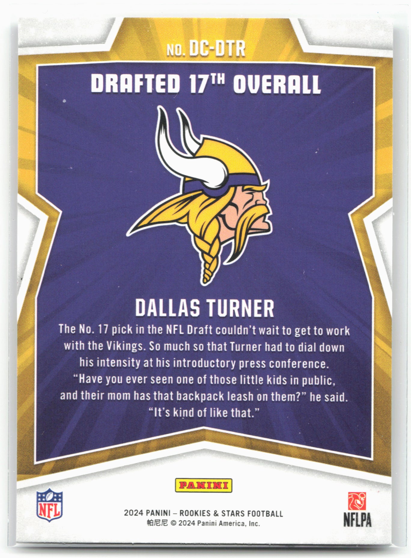 2024 Panini Rookies & Stars #DC-DTR Dallas Turner Draft Class