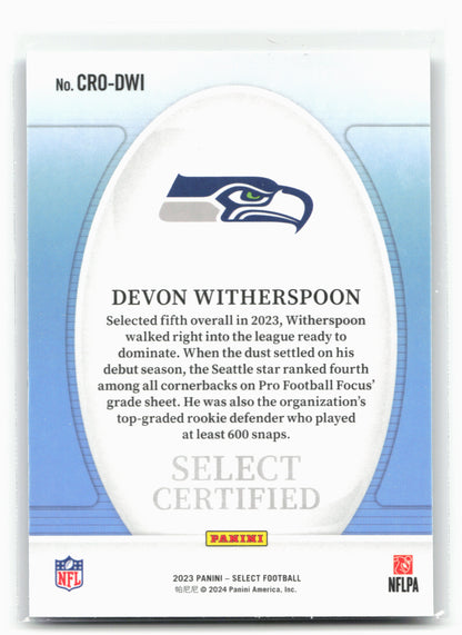 2023 Panini Select #CRO-DWI Devon Witherspoon Select Certified Rookies