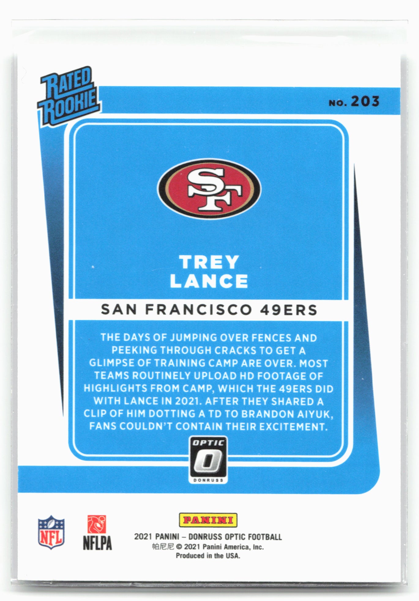 2021 Donruss Optic #203 Trey Lance
