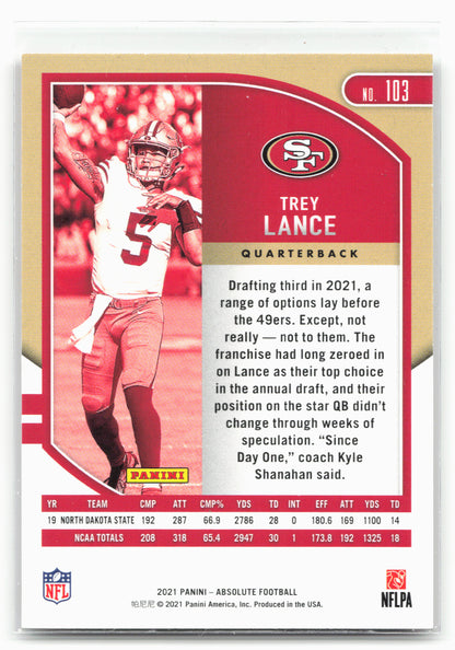 2021 Panini Absolute #103 Trey Lance Retail