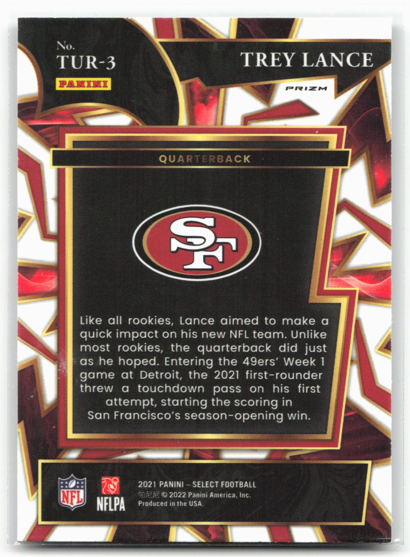 2021 Panini Select #TUR-3 Trey Lance Turbocharged