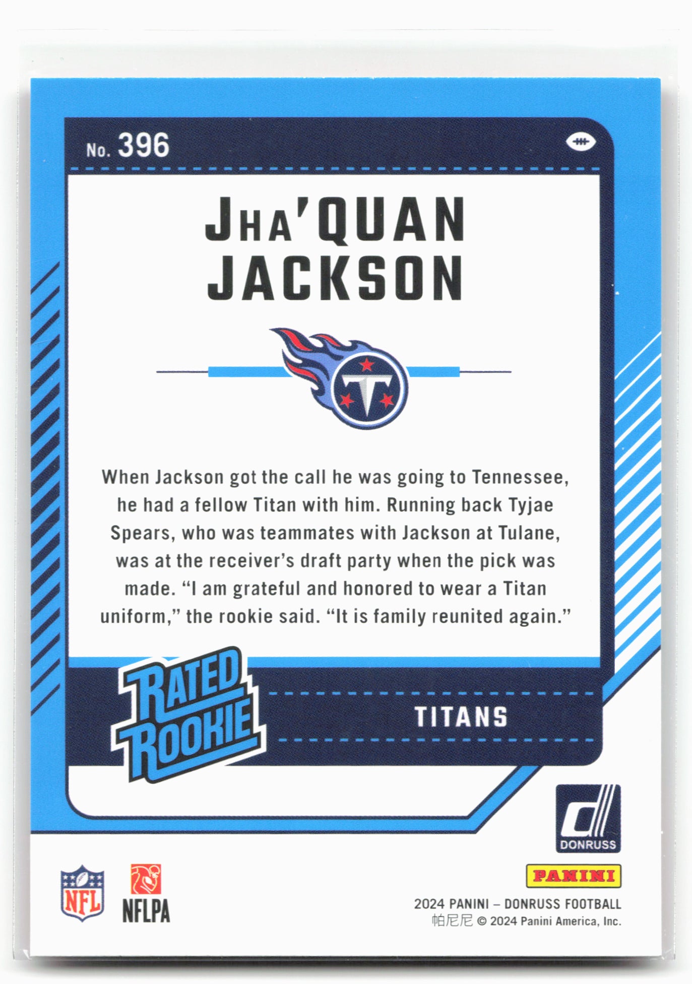 2024 Donruss #396 Jha'Quan Jackson Press Proof Red