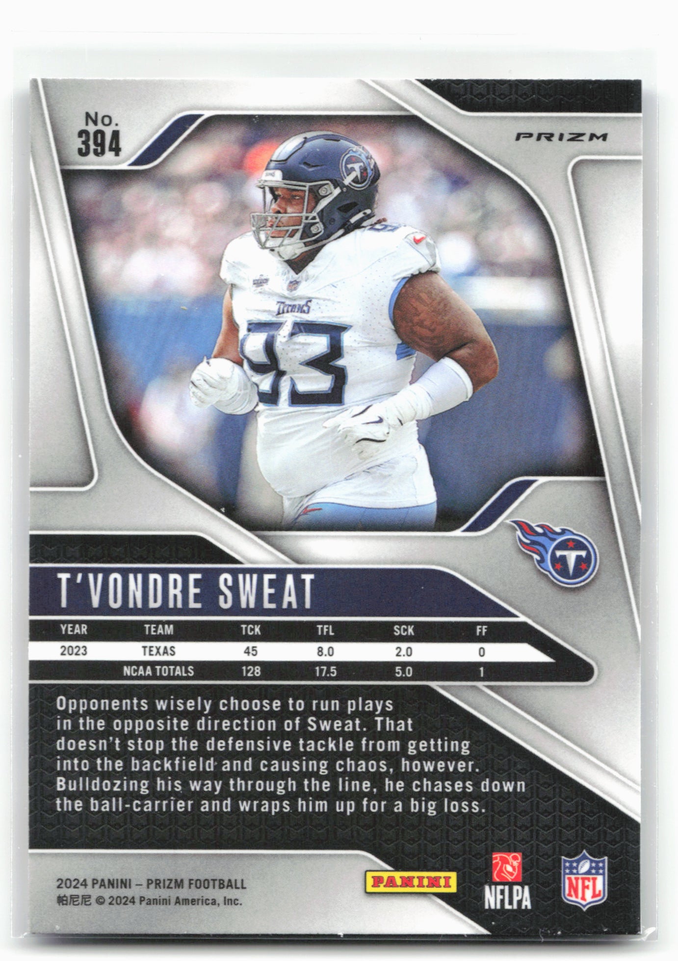 2024 Panini Prizm #394 T'Vondre Sweat Red White and Blue