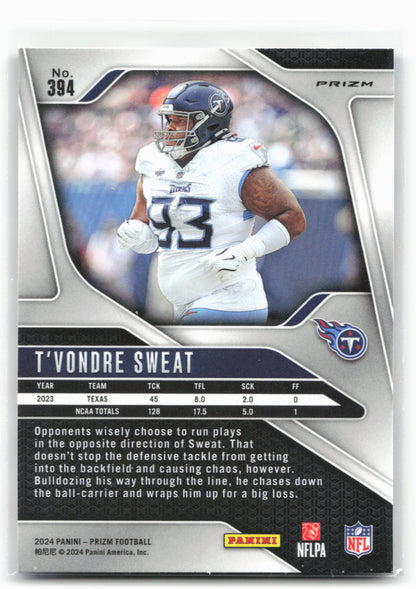 2024 Panini Prizm #394 T'Vondre Sweat Red White and Blue