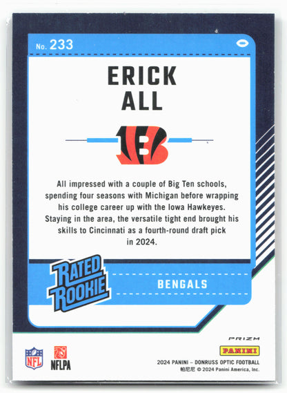 2024 Donruss Optic #233 Erick All Jr. Purple Scope