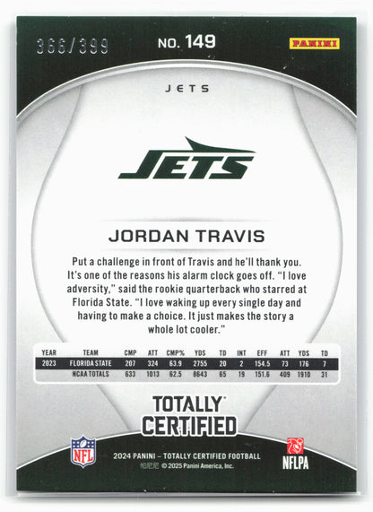 2024 Panini Totally Certified #149 Jordan Travis Mirror Blue #/399