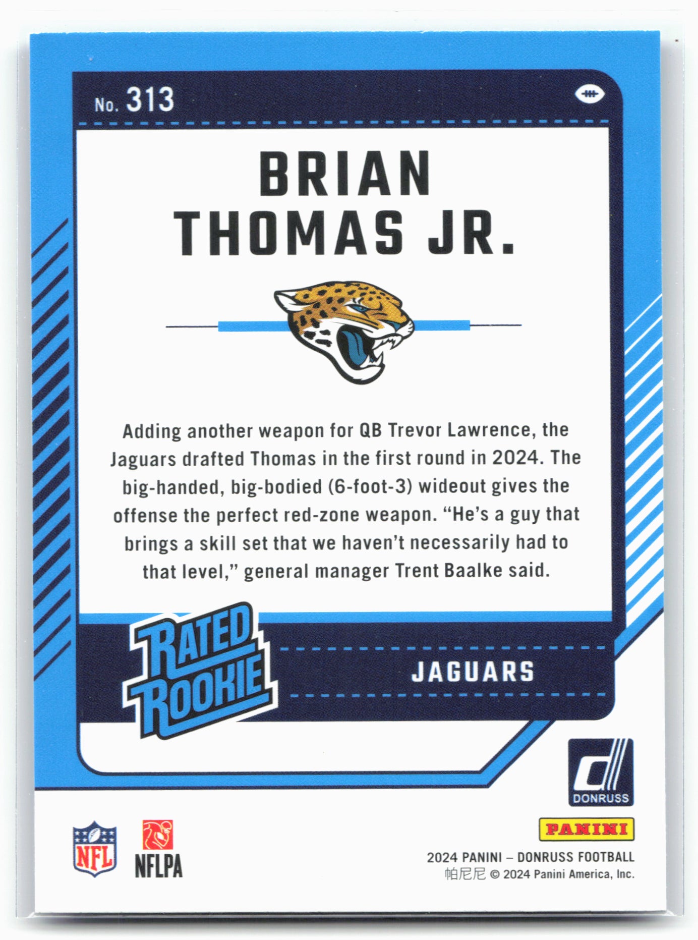2024 Donruss #313 Brian Thomas Jr. Press Proof Blue