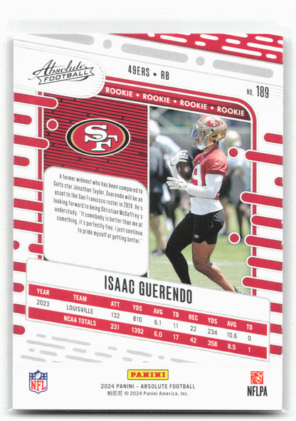 2024 Panini Absolute #189 Isaac Guerendo Retail