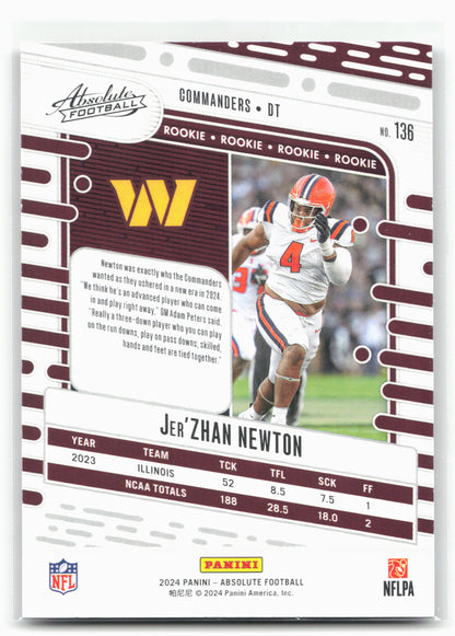 2024 Panini Absolute #136 Jer'Zhan Newton Retail