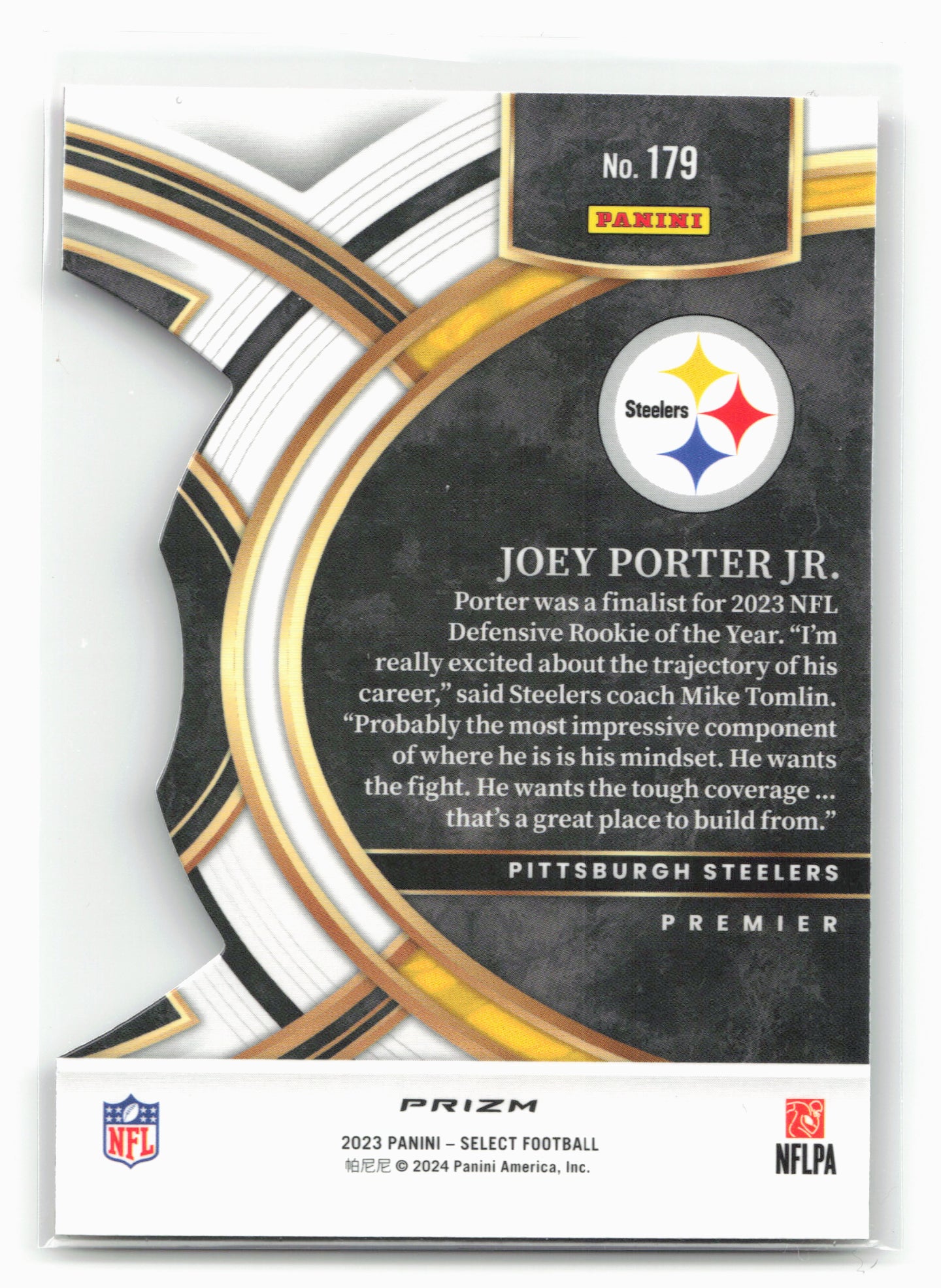 2023 Panini Select #179 Joey Porter Jr. Red and Yellow Prizms Die Cuts