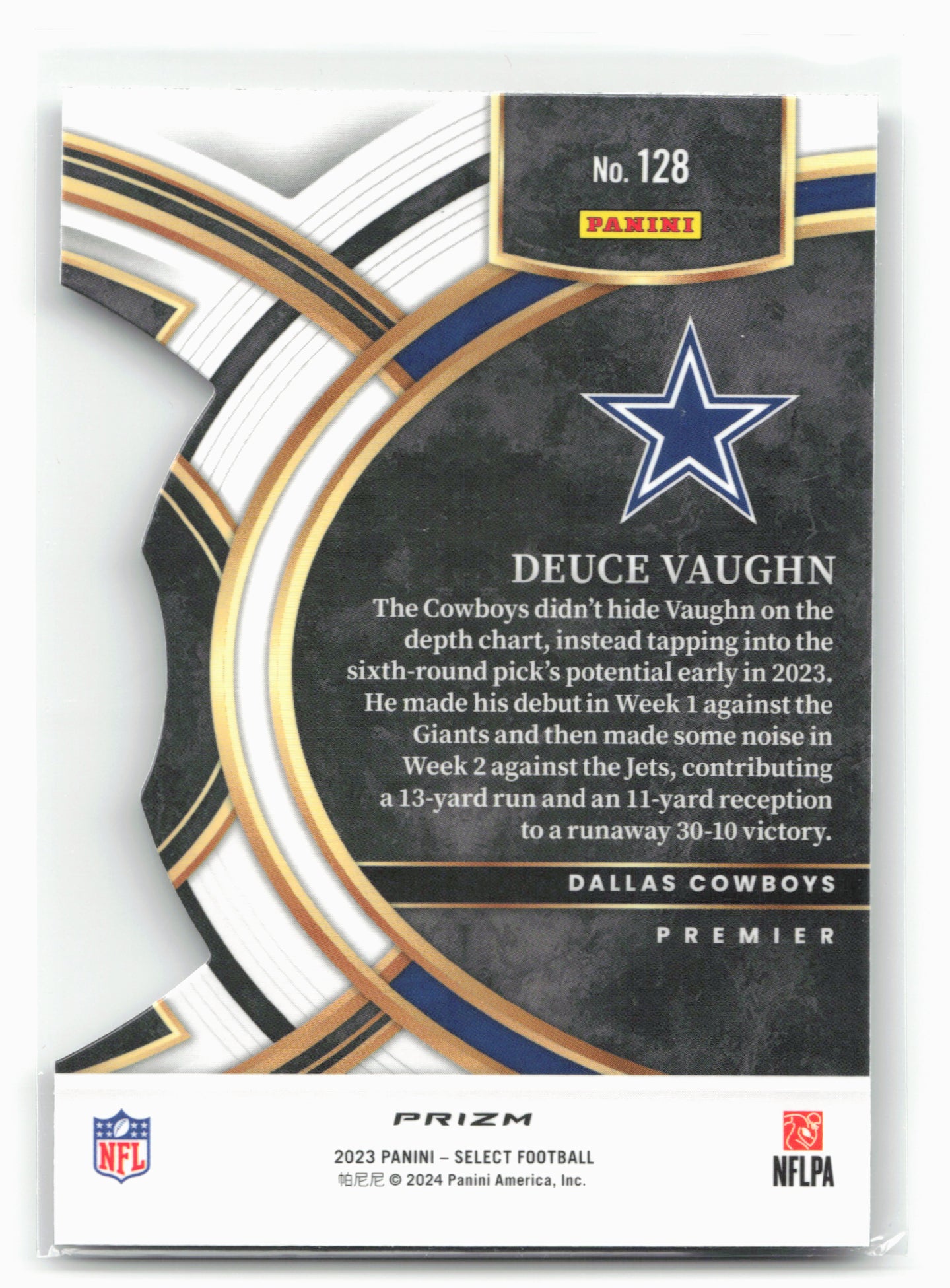 2023 Panini Select #128 Deuce Vaughn Silver Prizms Die Cuts