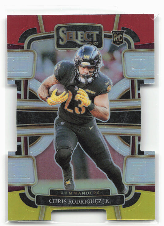 2023 Panini Select #100 Chris Rodriguez Jr. Red and Yellow Prizms Die Cuts