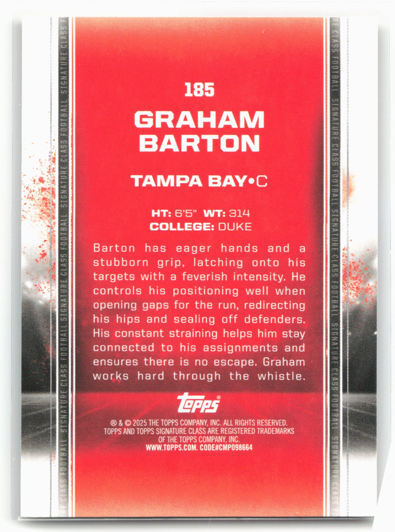 2024 Topps Signature Class #185 Graham Barton Red & Yellow