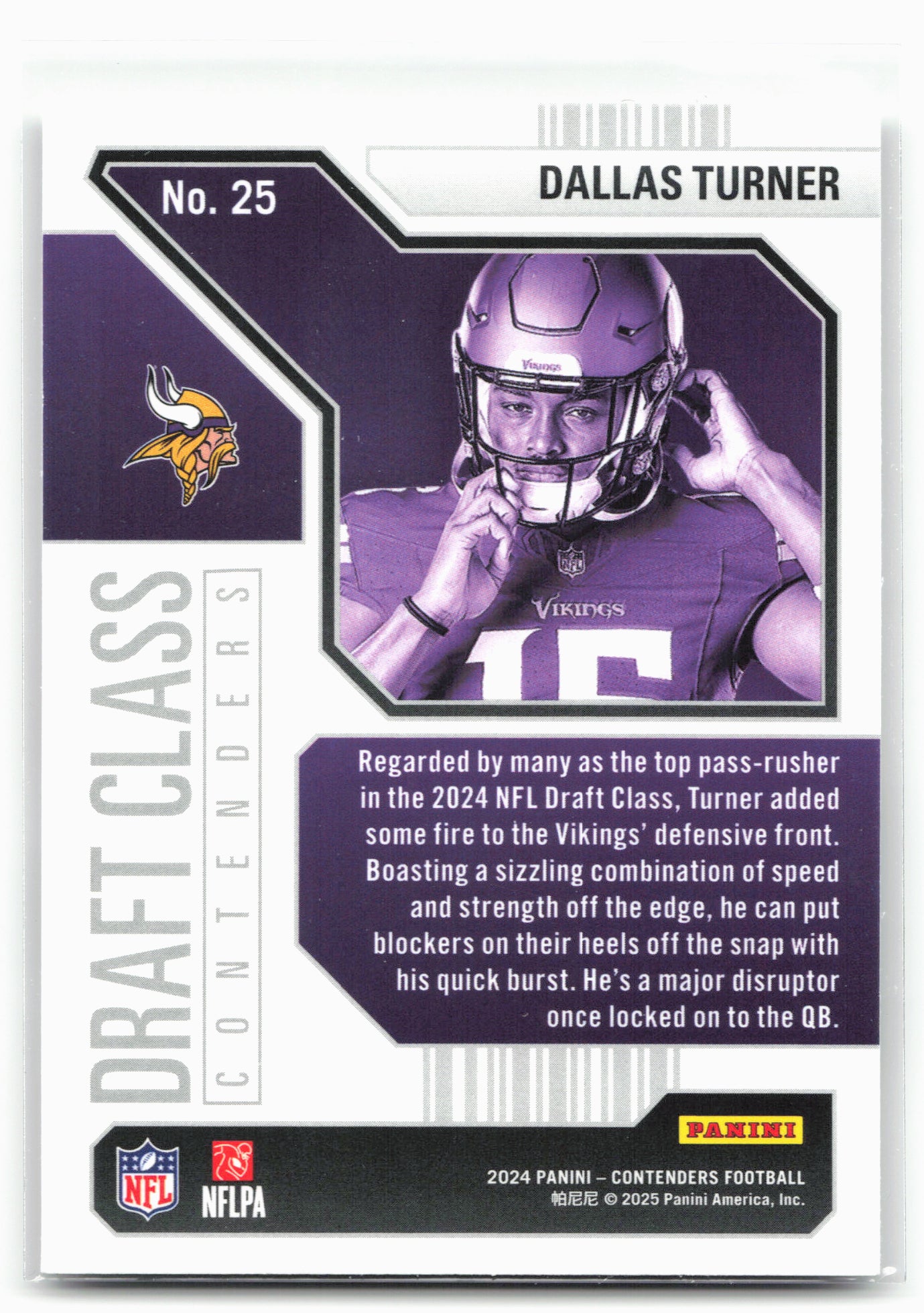 2024 Panini Contenders #25 Dallas Turner Draft Class Contenders Bronze