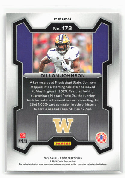 2024 Panini Prizm Draft Picks #173 Dillon Johnson Red Ice