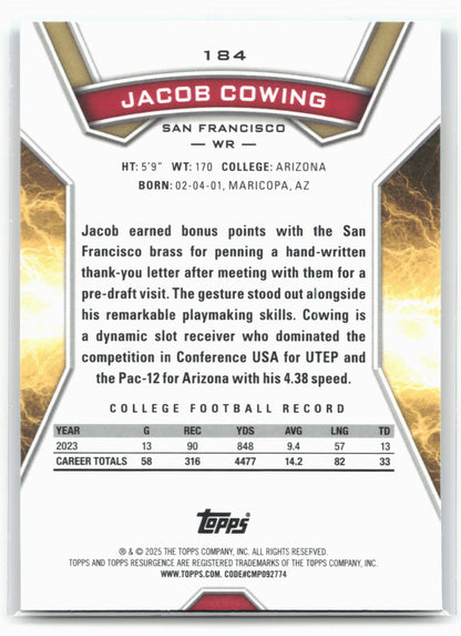 2024 Topps Resurgence #184 Jacob Cowing Blue and Orange Spark