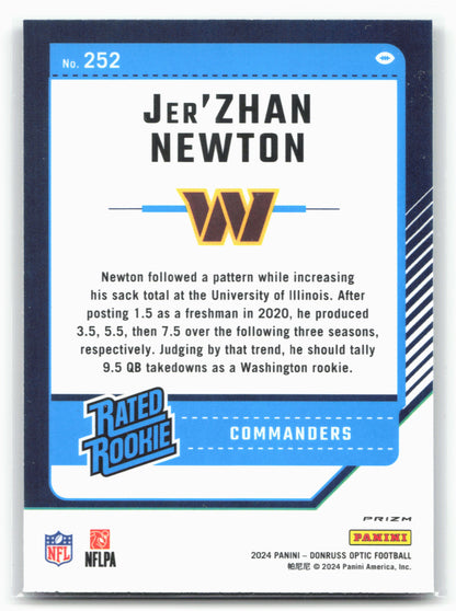 2024 Donruss Optic #252 Jer'Zhan Newton Purple Shock