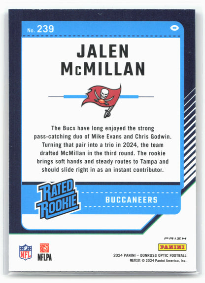 2024 Donruss Optic #239 Jalen McMillan Blue Hyper