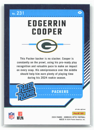 
2024 Donruss Optic #231 Edgerrin Cooper Green Hyper