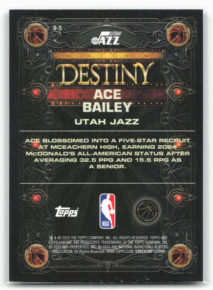 2025-26 Topps Chrome #D-5 Ace Bailey Destiny