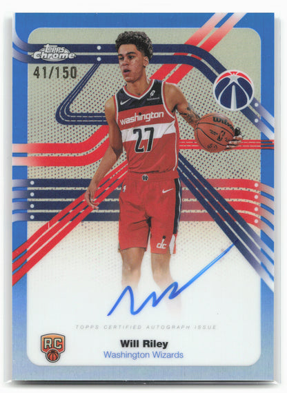 2025-26 Topps Chrome #NS-WR Will Riley Next Stop Signatures Blue Refractor #/150