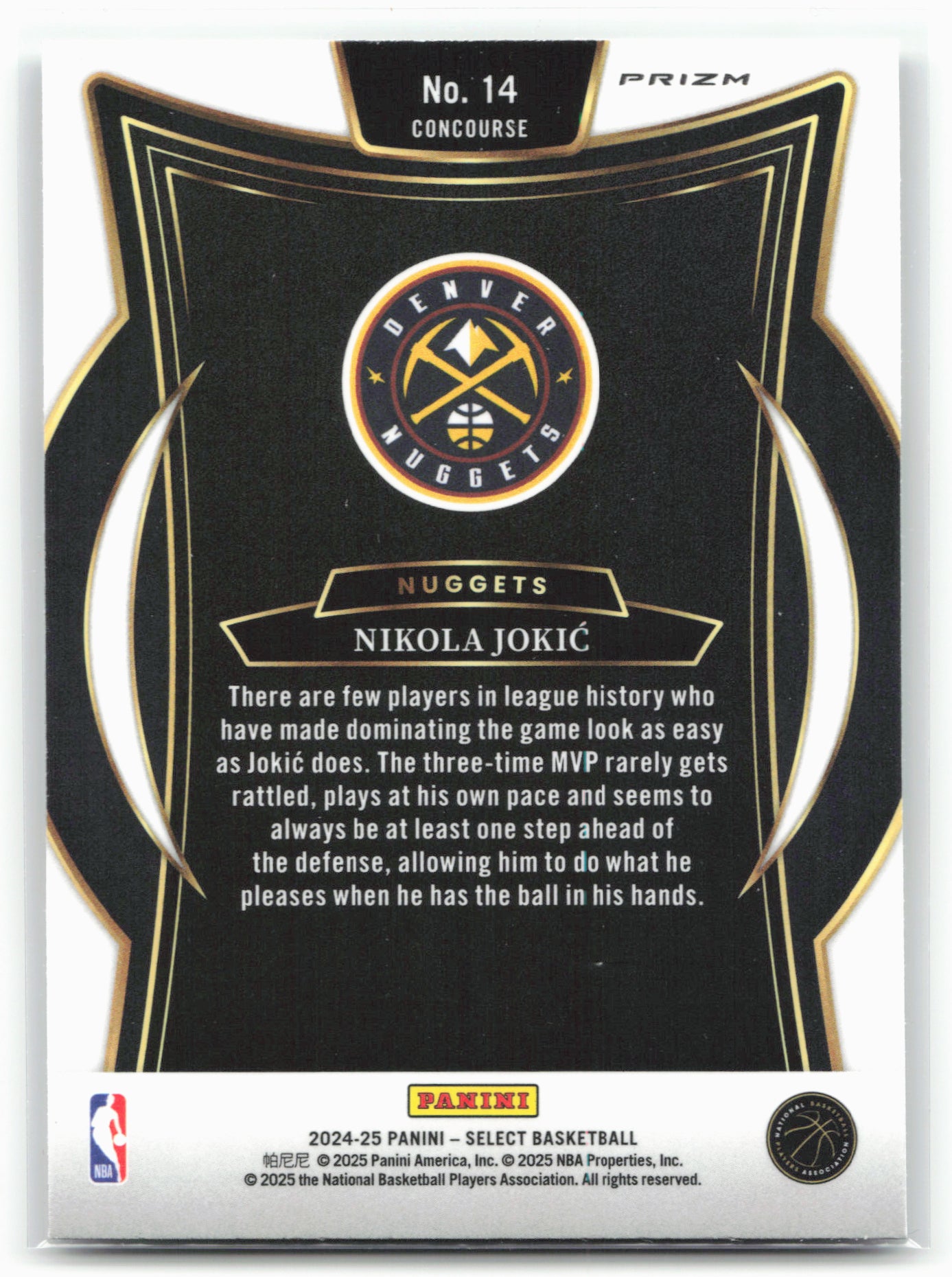 2024-25 Panini Select #14 Nikola Jokic Tectonic Prizm