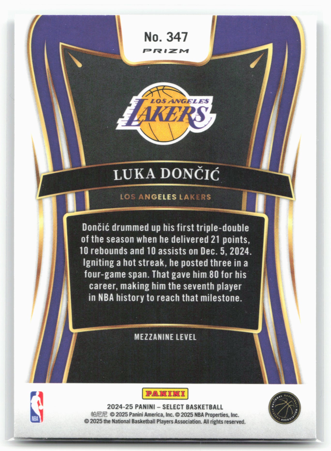 2024-25 Panini Select #347 Luka Doncic Tectonic Prizm
