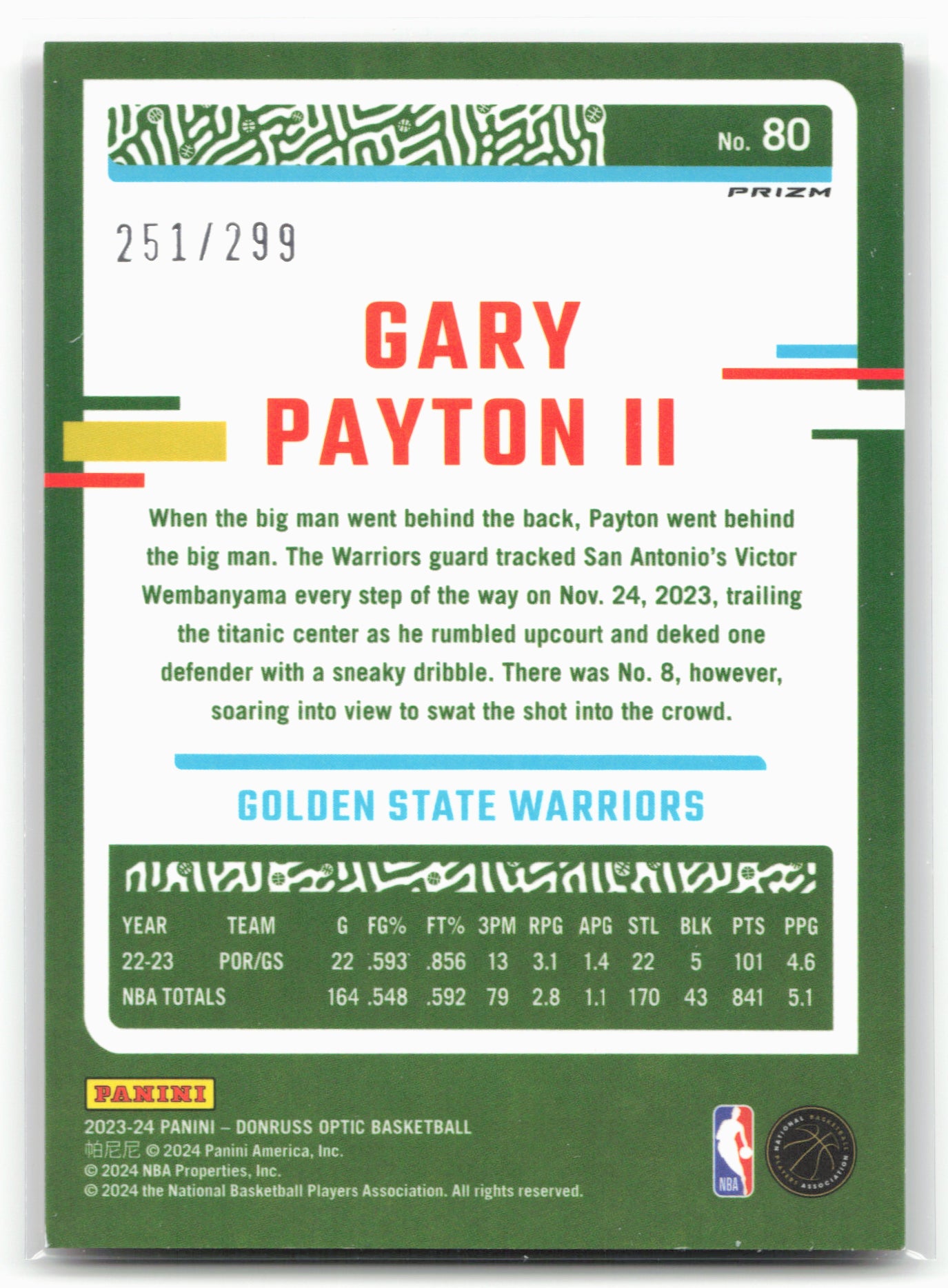 2023-24 Donruss Optic #80 Gary Payton II Red Velocity #/299