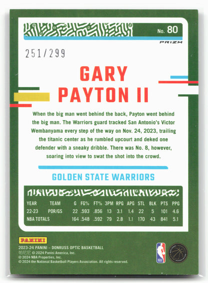2023-24 Donruss Optic #80 Gary Payton II Red Velocity #/299