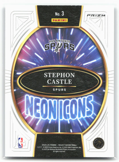 2024-25 Panini Select #3 Stephon Castle Neon Icons Tectonic Prizms