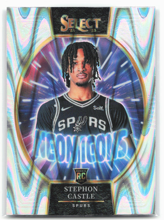 2024-25 Panini Select #3 Stephon Castle Neon Icons Tectonic Prizms
