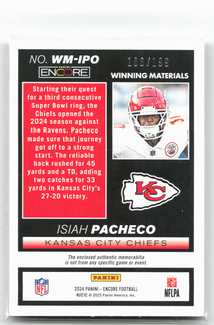 2024 Panini Encore #WM-IPO Isiah Pacheco Winning Materials #/199