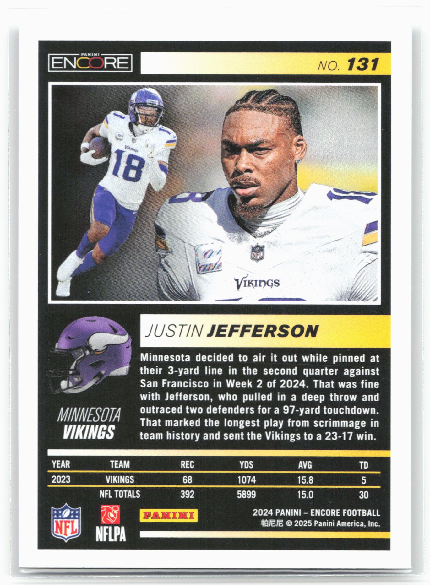 2024 Panini Encore #131 Justin Jefferson