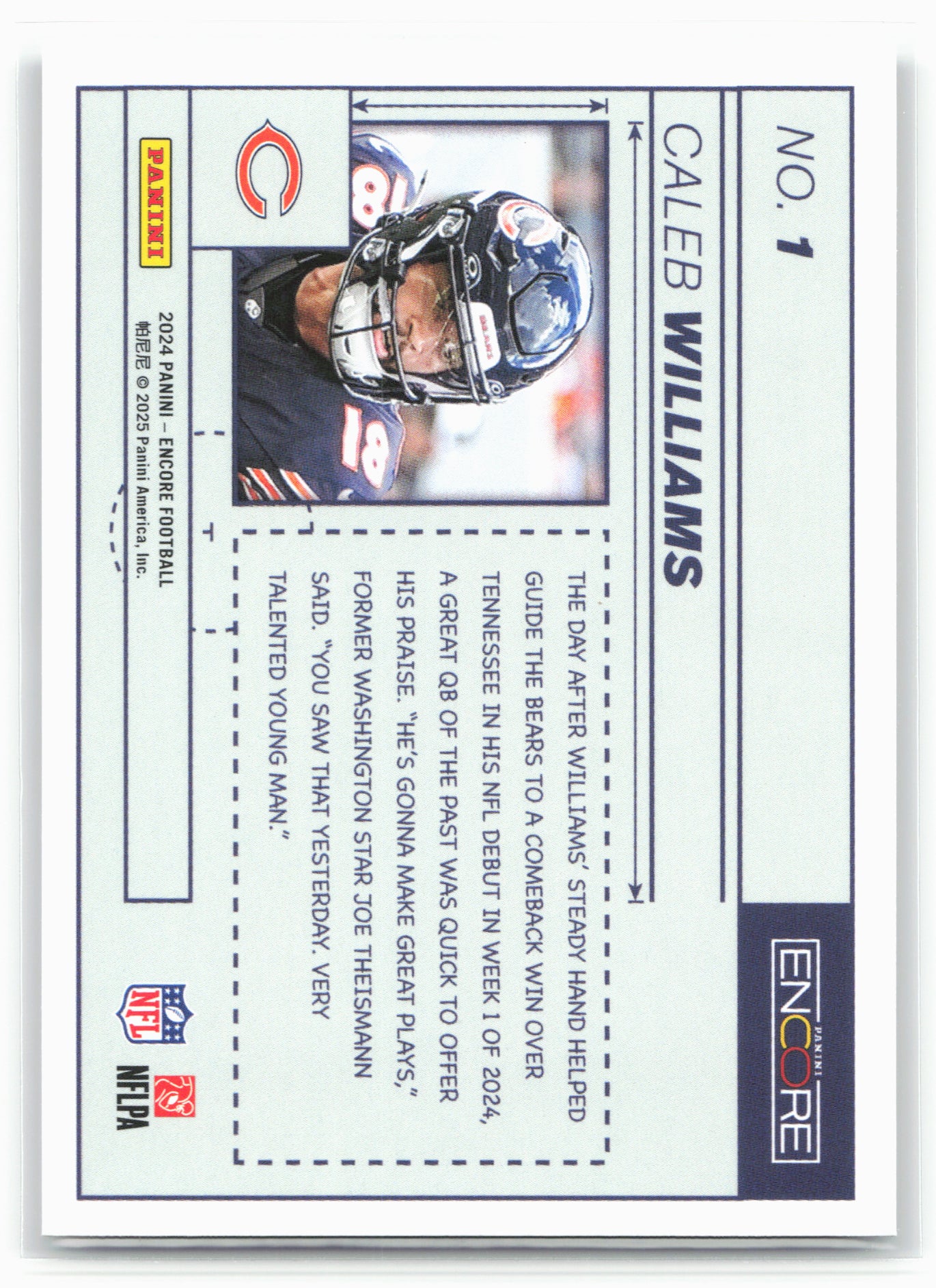 2024 Panini Encore #1 Caleb Williams Blue Prints
