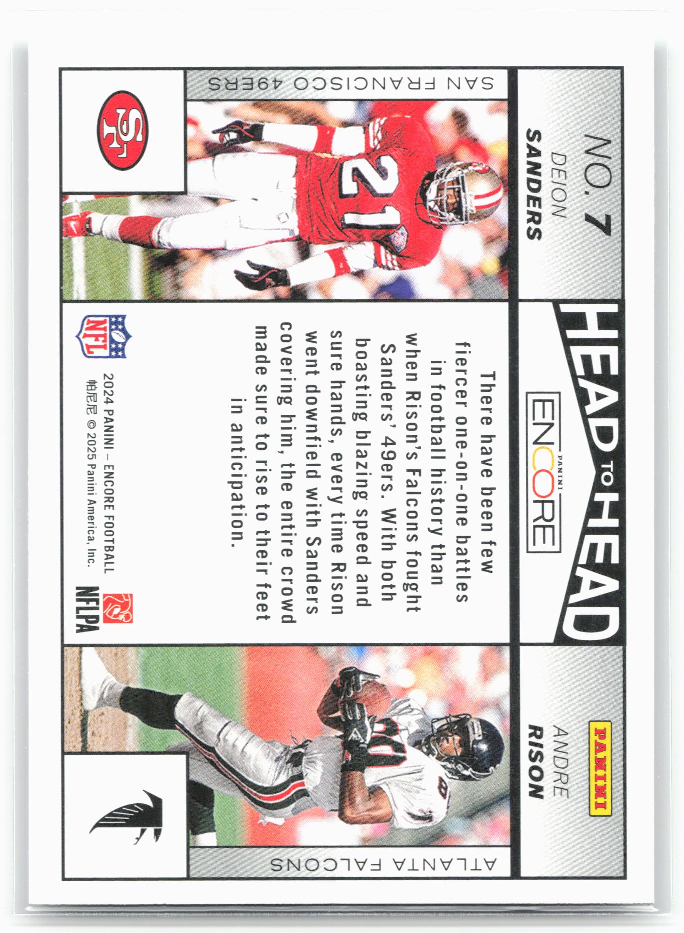 2024 Panini Encore #7 Andre Rison / Deion Sanders Head to Head