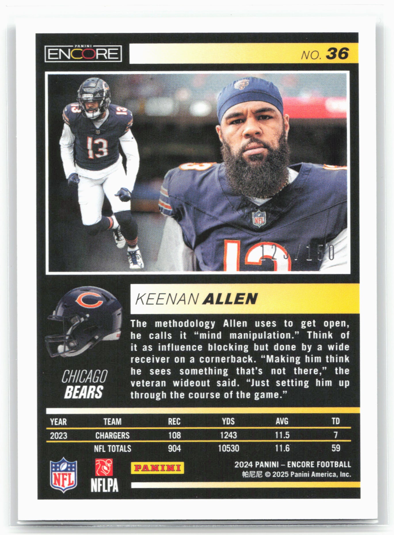 2024 Panini Encore #36 Keenan Allen Silver #/150