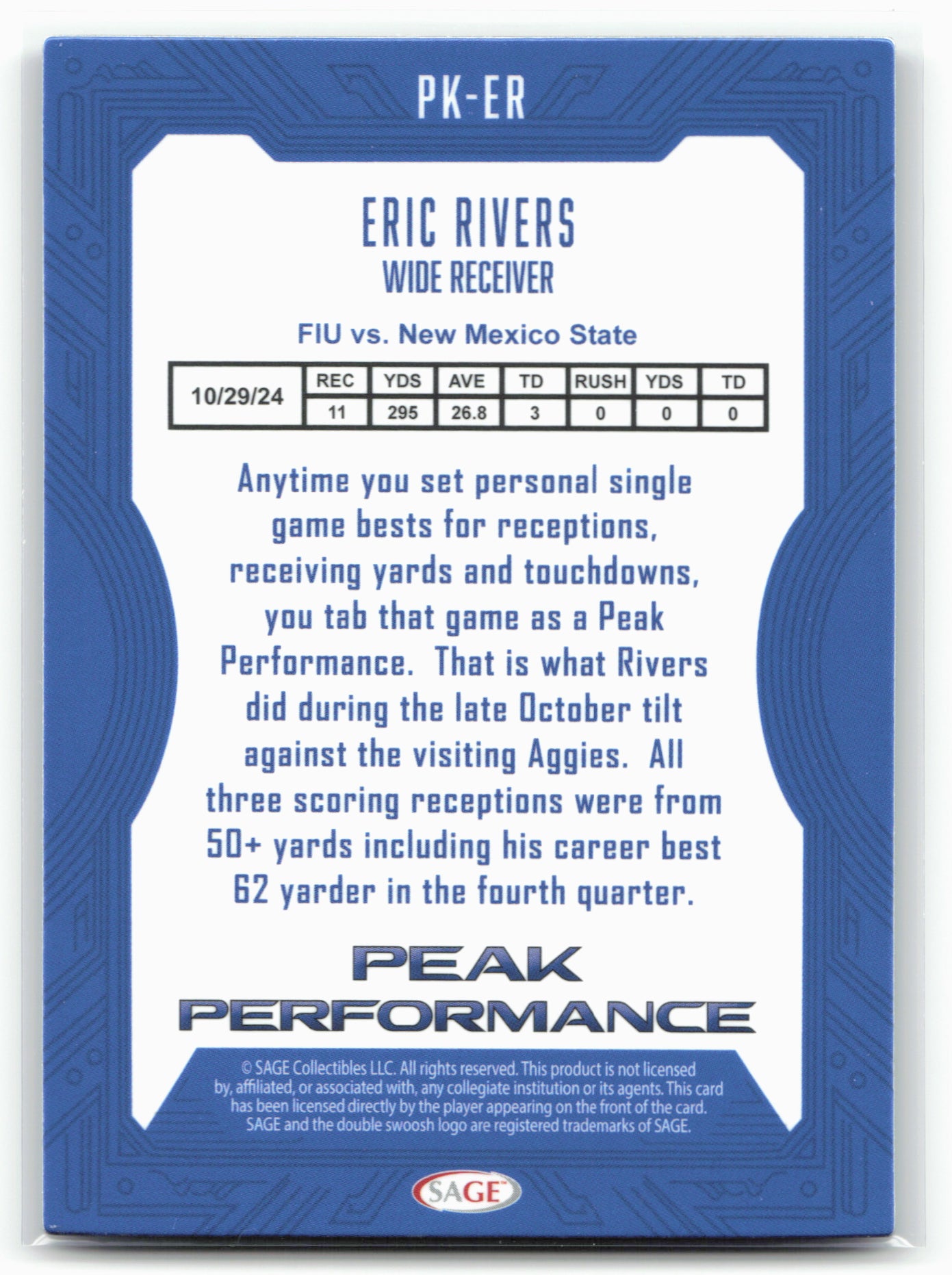 2026 Sage #PK-ER Eric Rivers Peak Performance Purple