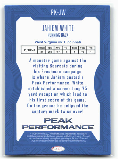 2026 SAGE #PK-JW Jahiem White Peak Performance Purple