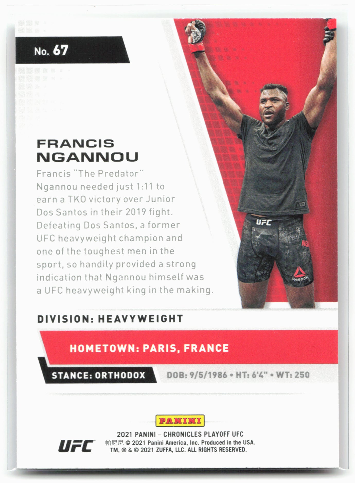 2021 Panini Chronicles UFC #67 Francis Ngannou