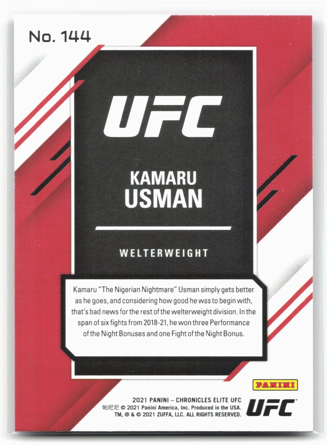 2021 Panini Chronicles UFC #144 Kamaru Usman Pink