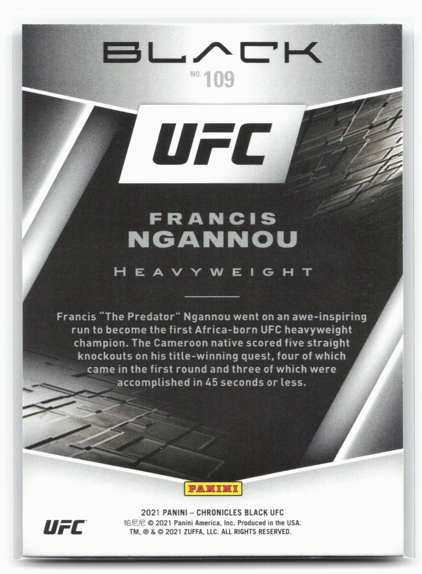 2021 Panini Chronicles UFC #109 Francis Ngannou