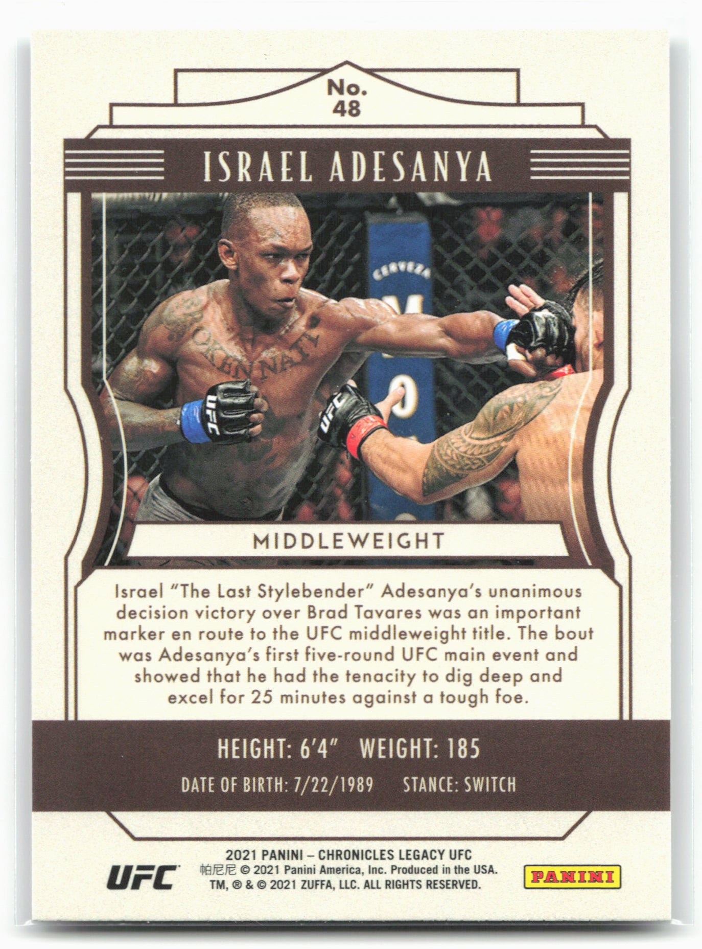 2021 Panini Chronicles UFC #48 Israel Adesanya