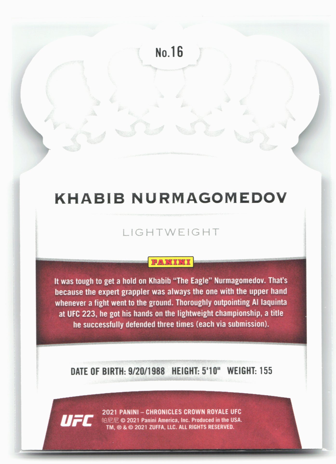 2021 Panini Chronicles UFC #16 Khabib Nurmagomedov