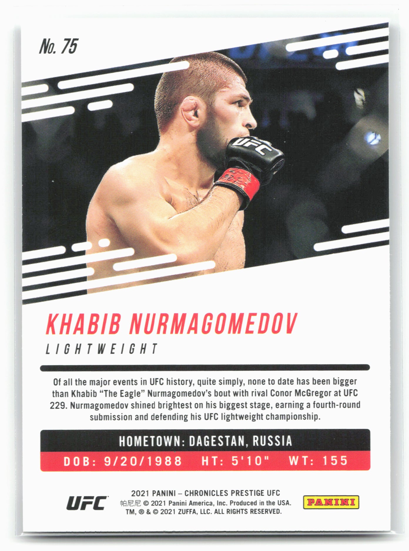 2021 Panini Chronicles UFC #75 Khabib Nurmagomedov