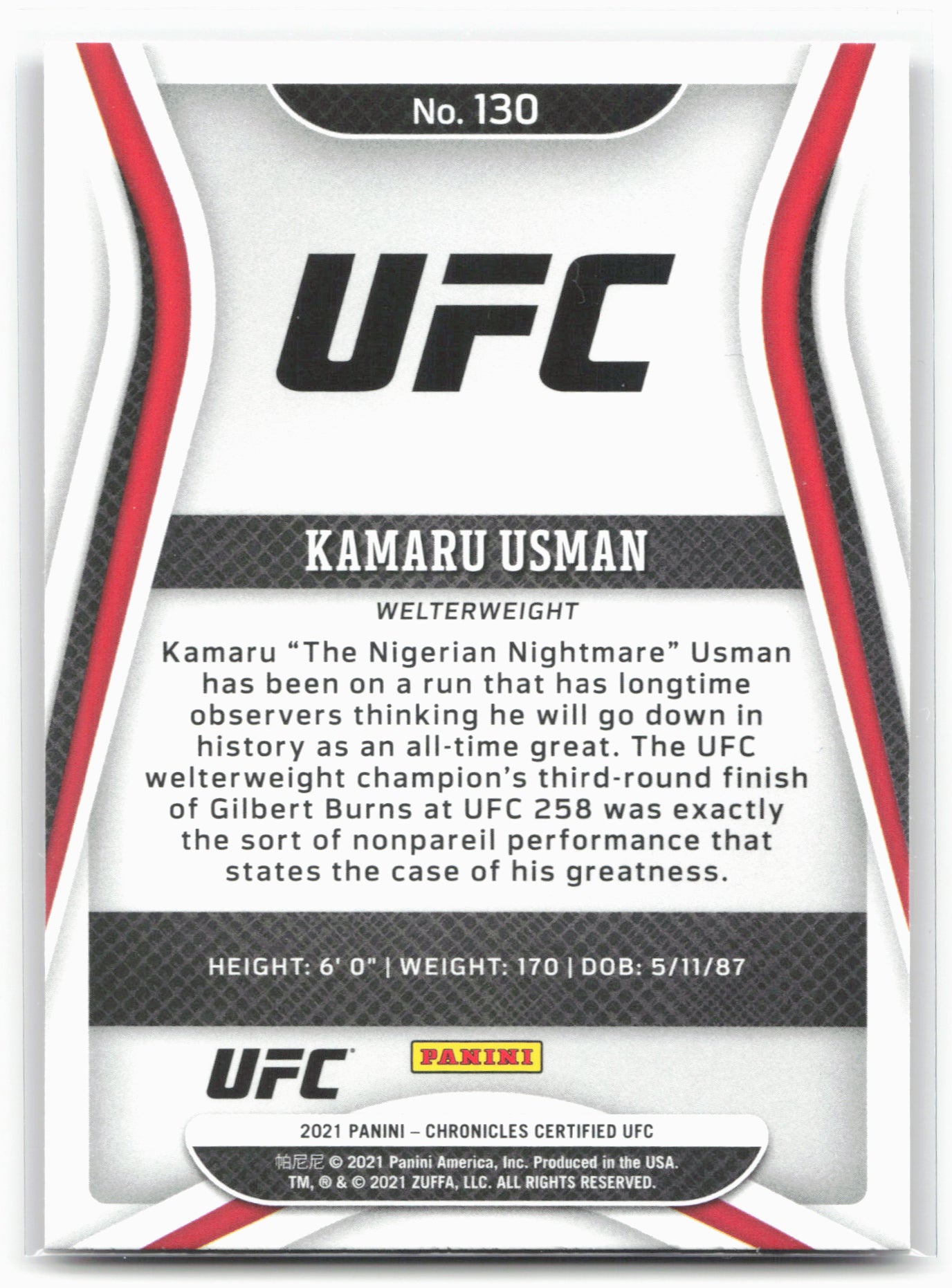 2021 Panini Chronicles UFC #130 Kamaru Usman Pink