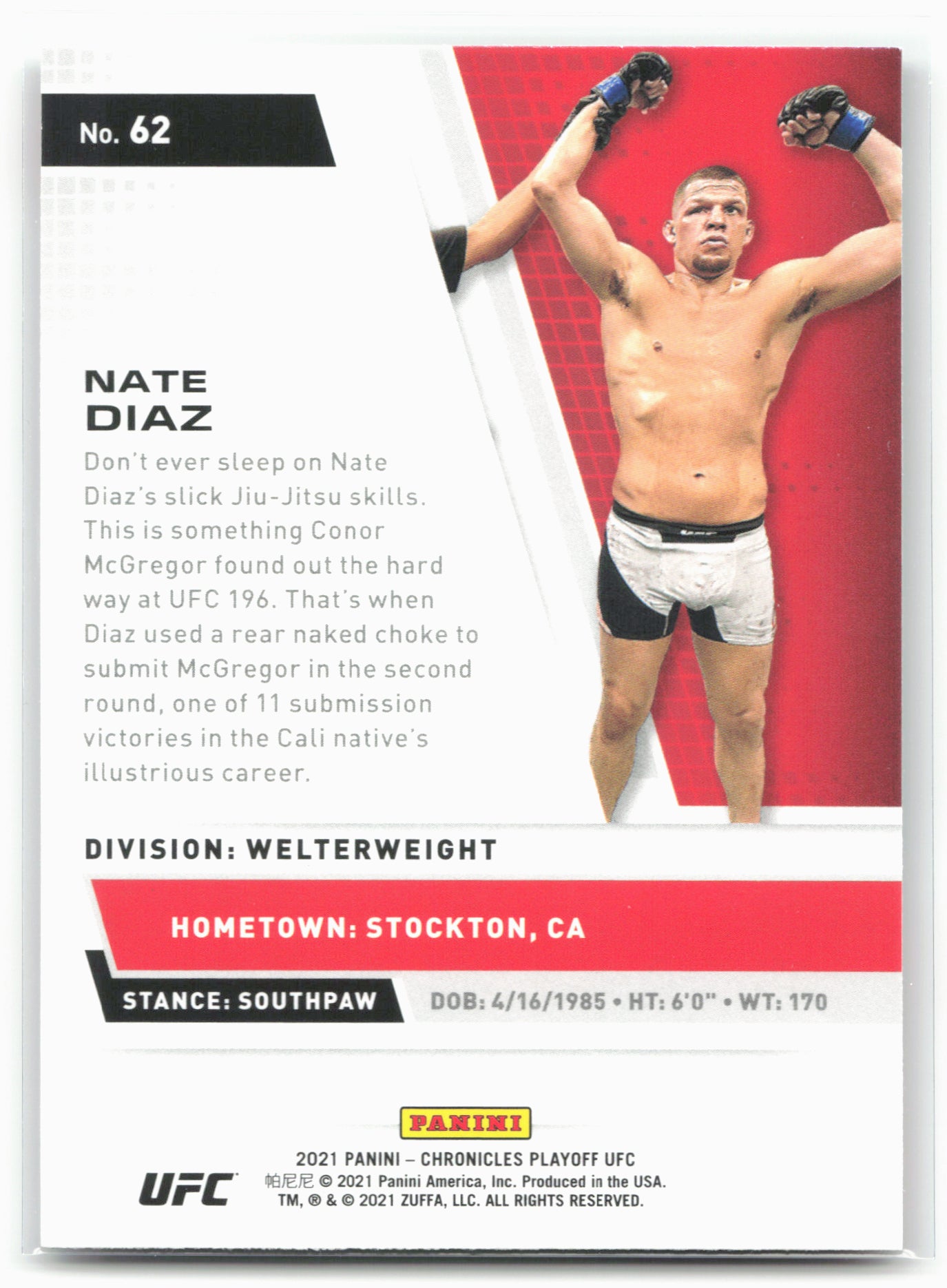 2021 Panini Chronicles UFC #62 Nate Diaz