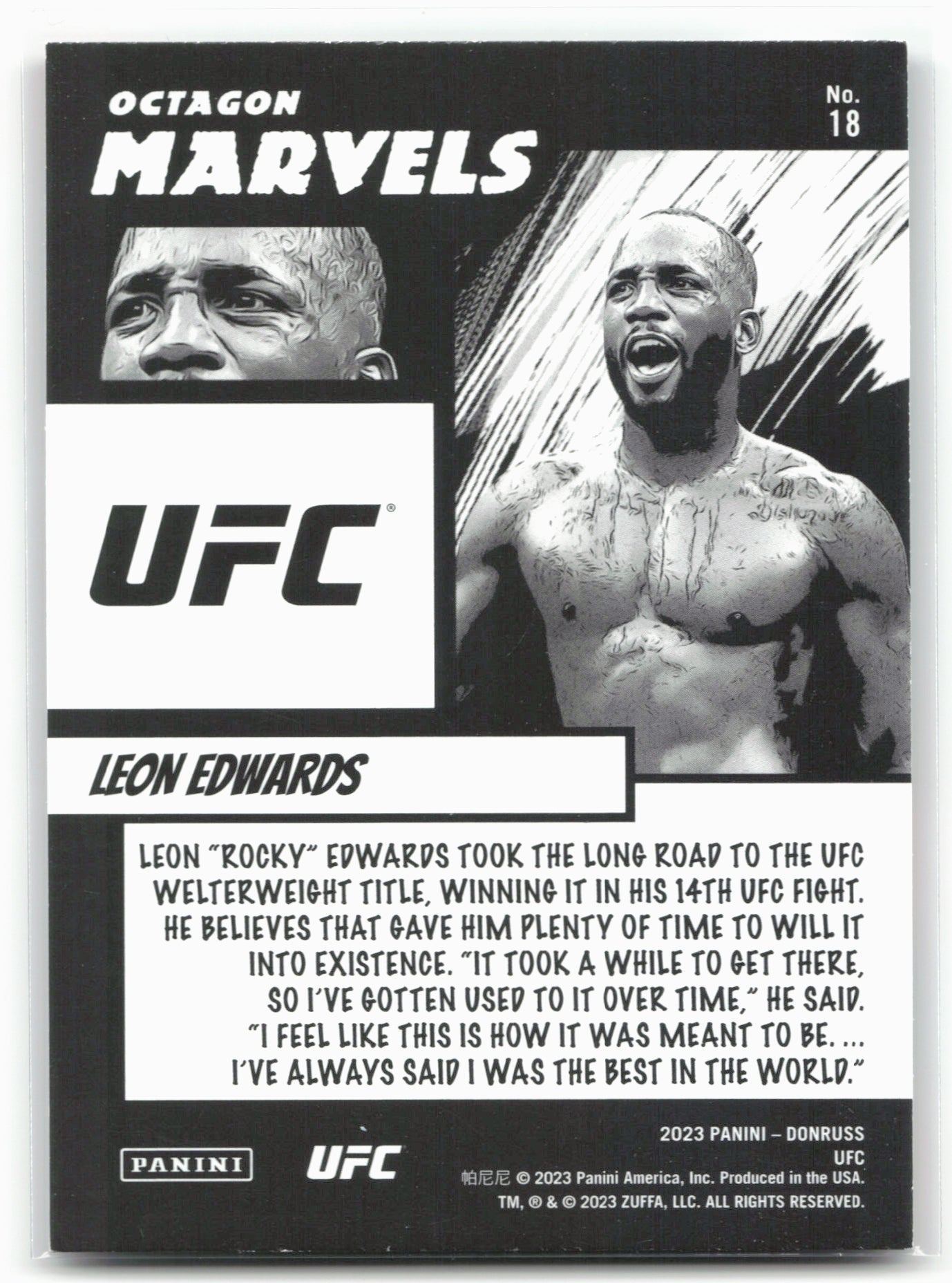 2023 Donruss UFC #18 Leon Edwards Octagon Marvels