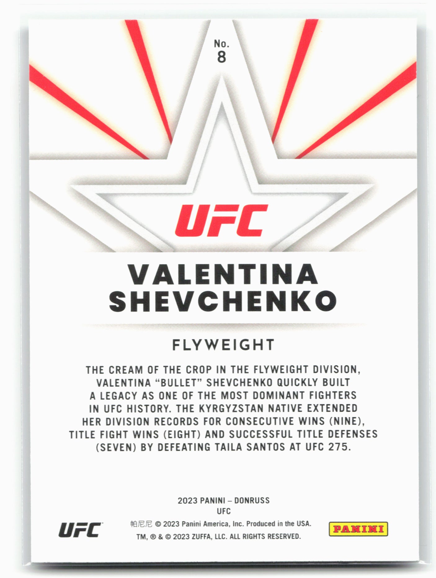 2023 Donruss UFC #8 Valentina Shevchenko The Untouchables
