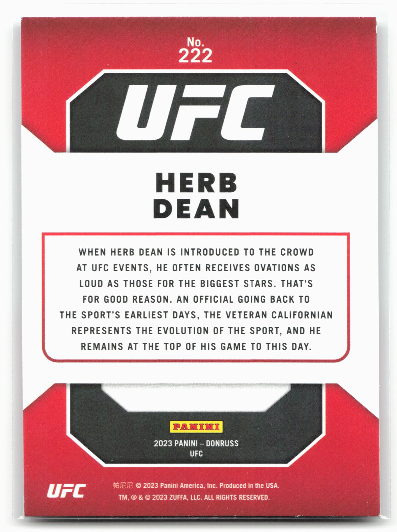 2023 Donruss UFC #222 Herb Dean